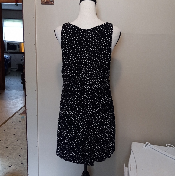 Ann Taylor Polka Dot Gathered Sleeveless Dress Womens Sz 10 (Cut Shorter) - Picture 3 of 5